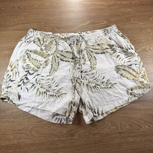 C&C California Women's 3XL Linen Tropical Leaf Shorts Elastic Waist Summer Beach